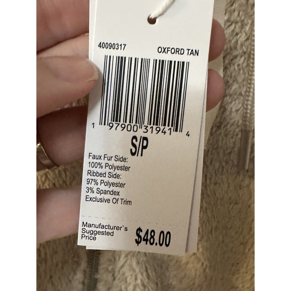Workshop Republic Clothing Women's Faux Fur Zip Up Hoodie Size Small Tan Color - Picture 4 of 9